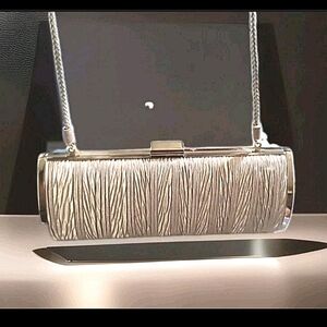 Crushed Satin and Metal Shoulder Clutch/Evening Bag